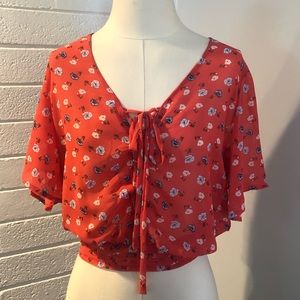 NEW June & Hudson Red Floral Top
